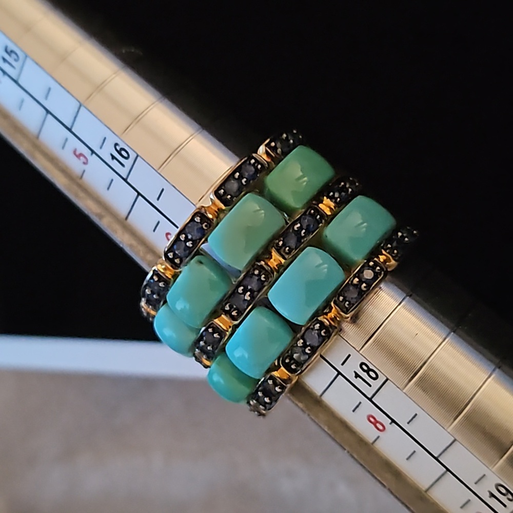 Levian 14k YG Turquoise and Pink Sapphire Ring